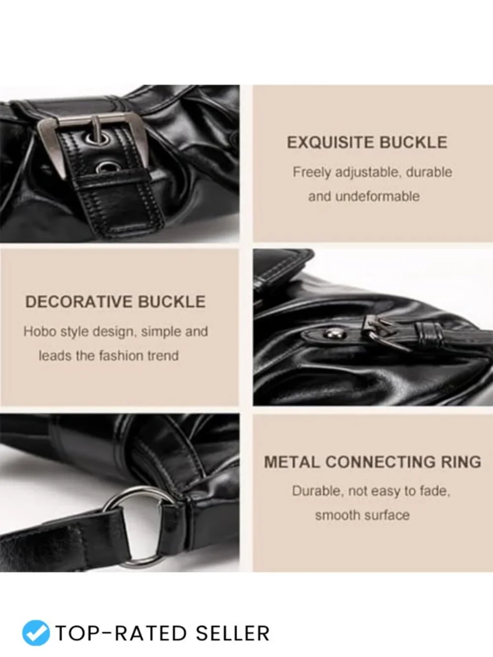 Y2K Punk Hobo Shoulder Bag - Faux Leather Top Handle Purse for Women Trendy
